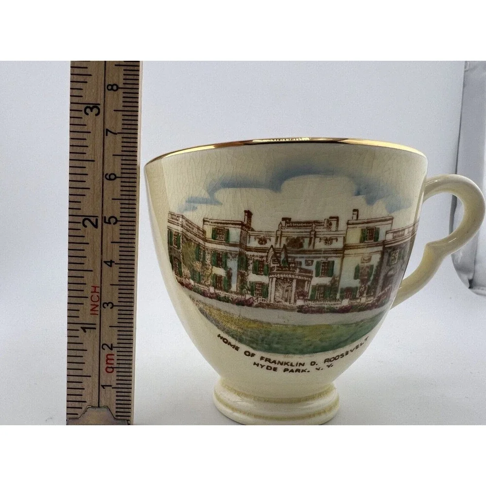 Vintage Crown Devon Jonroth England Franklin D. Roosevelt‎ Gold Rim Teacup